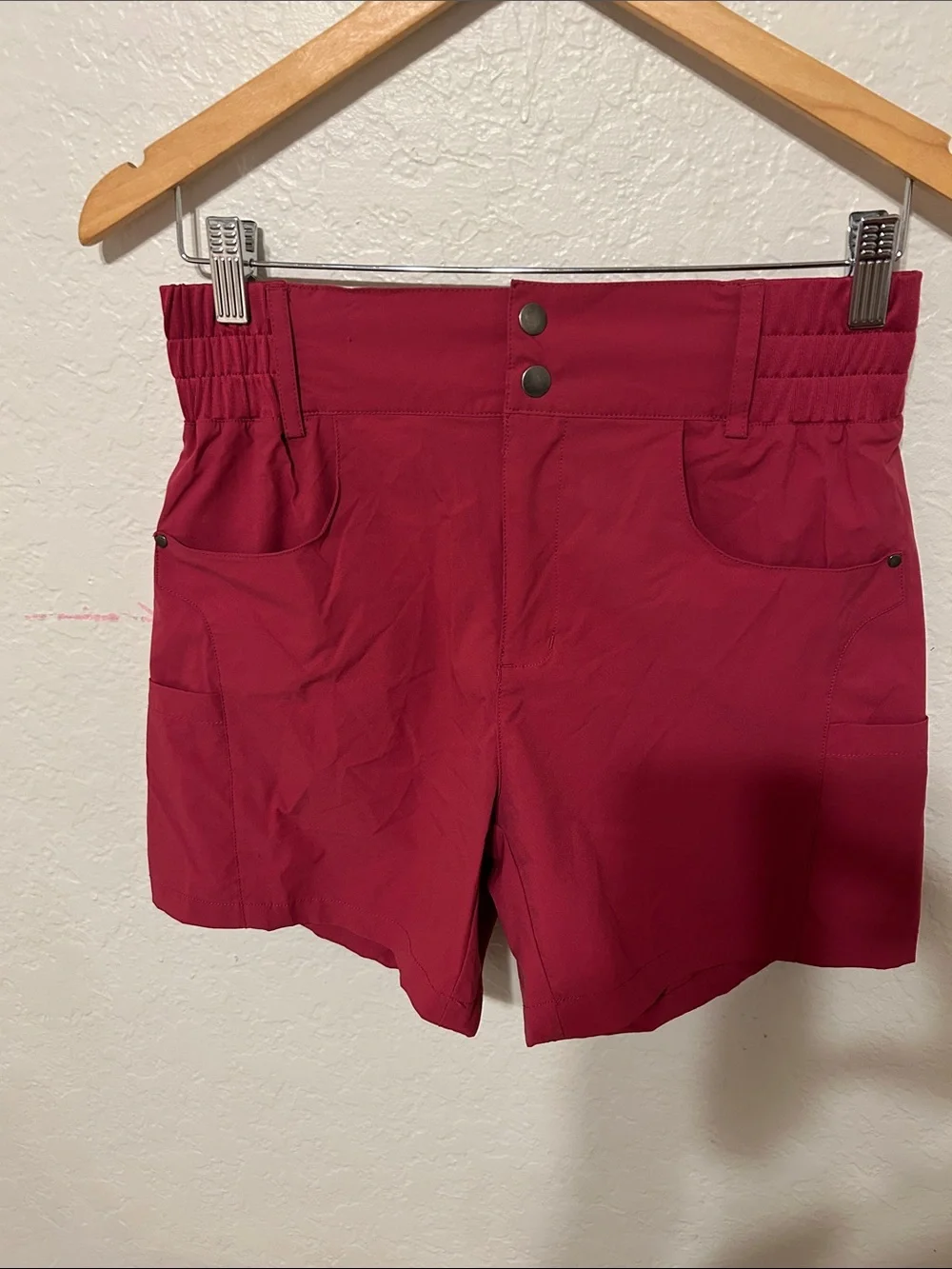 🎼Viodia High-Rise Cherry Red hiking golf shorts with pocket high waist stretch S